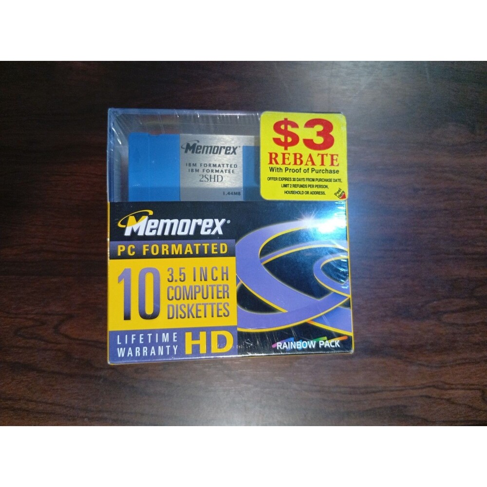 Memorex 2SHD High Density 10 3.5" Floppy Disc IBM PC - New & Sealed